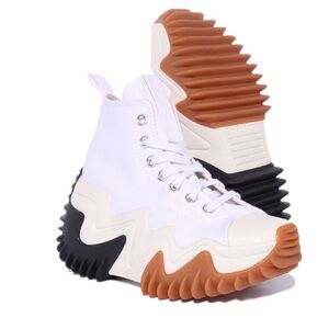 Converse Run Star motion platform White High-Tops with Black and Brown Wave Sole